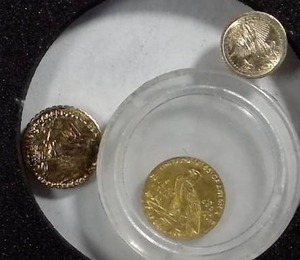 lot 491 image: 3 Miniature U.S. Gold (plated) Copies