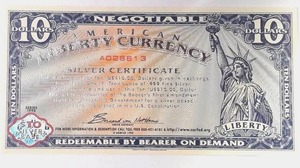 lot 496 image: 1998 $10 Liberty Silver Certificate Superb Gem UNC