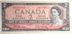 lot 506 image: 1954 Modified Canadian $2 Bill, AU58