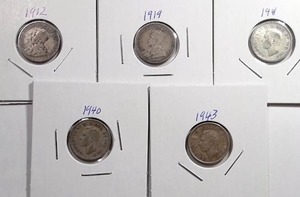 lot 514 image: 5x Canadian Dimes