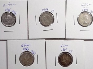 lot 518 image: 5x Canadian Dimes