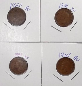 lot 523 image: 4x Canadian Pennies