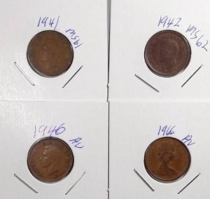 lot 526 image: 4x Canadian Pennies