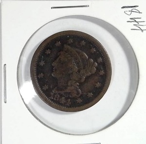 lot 425 image: 1844 Braided Hair Liberty Penny