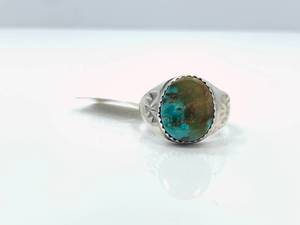 lot 19 image: Sterling Silver and Turquoise Mountain Turquoise Ring by Annie Lincoln