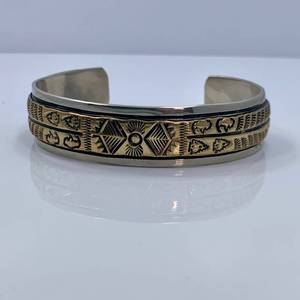 lot 30 image: 1.01 oz Gold Filled Sterling Silver Cuff by T. Enreka