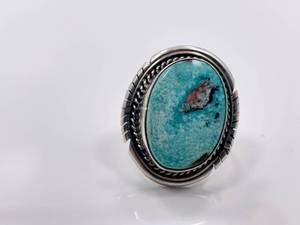 lot 18 image: Sterling Silver and Kingman Turquoise Ring by Betta A. Lee
