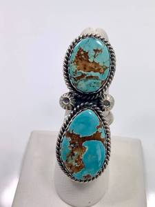 lot 22 image: Sterling Silver and Royston Turquoise Ring by Robert Shakey