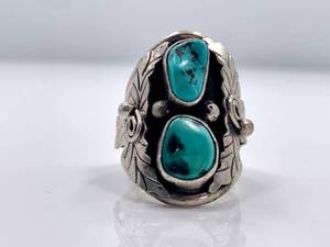 lot 17 image: Sterling Silver and Kingman Turquoise Ring by Betta A. Lee