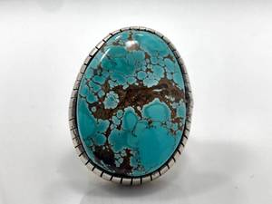 lot 20 image: Sterling Silver and #8 Turquoise Ring by Betta A. Lee