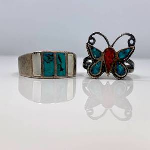 lot 88 image: 2x Old Pawn Sterling Silver Rings