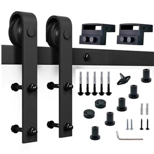 lot 98132 image: Standard Black Sliding Door Track and Hardware Kitchen