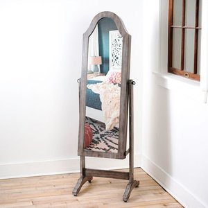 lot 98140 image: Grey- Bell Shape Grey Full-Length Mirror with Jewelry Storage