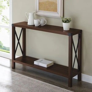 lot 98144 image: The Gray Barn 46-inch Kujawa X-Frame Entry Table (dark walnut color)