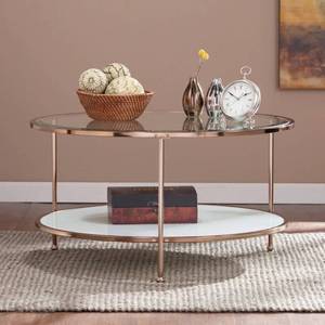 lot 98146 image: Silver Orchid Grant Gold Copper Round Coffee Table Retail$173.99