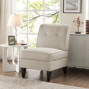 lot 98152 image: Handy Living Courtney Oatmeal Linen Armless Chair Retail$192.49