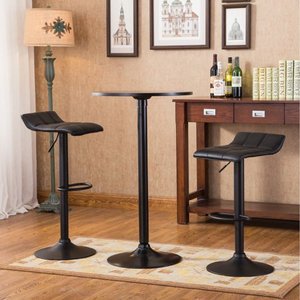 lot 98153 image: Belham Black Round Top Metal Bar Table (table only)