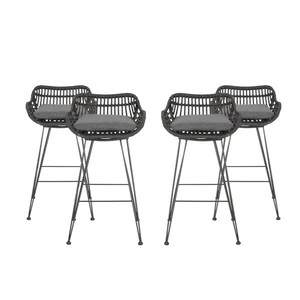 lot 98155 image: Dale Outdoor Wicker Barstools with Cushions (1 pair only)