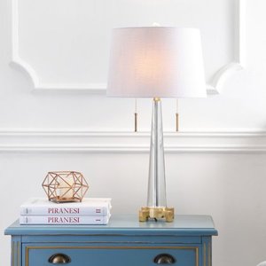 lot 98159 image: 29.5 Zoe 2 Light Crystal LED Table Lamp Clear (Includes Energy Efficient Light Bulb) - JONATHAN Y