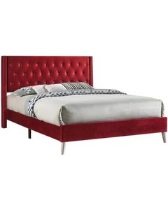 lot 98173 image: Bergen Faux Leather Crystal Tufted Bed Retail$403.49