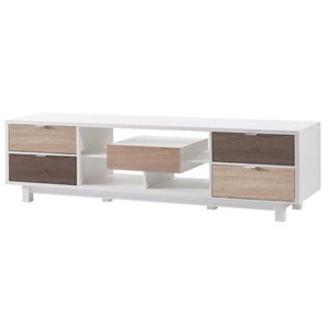 lot 98178 image: Furniture of America Aaron Contemporary Wood 70.8-Inch TV Stand in White