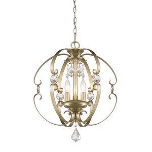 lot 97451 image: Golden Lighting Ella BronzeWhite Gold-tone Steel 3-light Pendant Chandelier