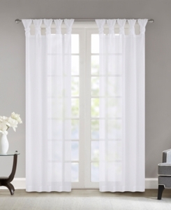 lot 97466 image: Madison Park Elowen White Twist Tab Voile Sheer Curtain Panel Pair