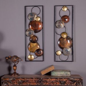 lot 97476 image: Set of 2 Modern Metal Wall Panels