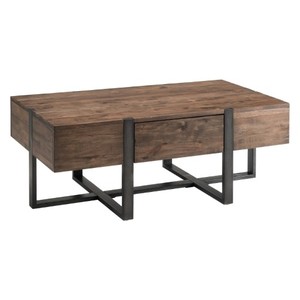 lot 97478 image: MetalReclaimed Wood - Rectangle - Cocktail TablesCoffee Tables - DrawersReclaimed Wood - Sled - ReclaimedDistressed - IndustrialRustic - Table - Reclaimed WoodMetal - Assembly Required - Reclaimed Wood - Honey- Retail$468.99