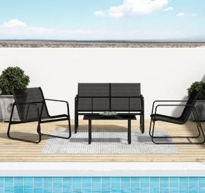 lot 97480 image: Corvus Rosemary 2 piece Outdoor Sling Fabric conversational chairs- 2 chairs only