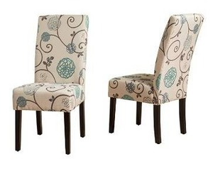 lot 97481 image: Christopher Knight Pertica Fabric Dining Chairs(set of 2)-white and blue floral