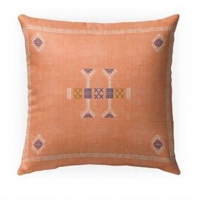 lot 97512 image: MOROCCAN KILIM ORANGE IndoorOutdoor Pillow Cover by Kavka Designs - 18X18