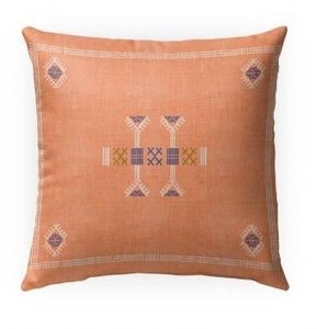 lot 97513 image: MOROCCAN KILIM ORANGE IndoorOutdoor Pillow Cover by Kavka Designs - 18X18