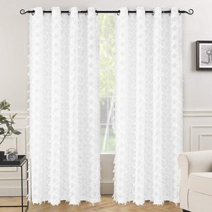 lot 97518 image: DriftAway White Voile Grommet Semi Sheer Curtain Panel Pair - 52 width x 84  length