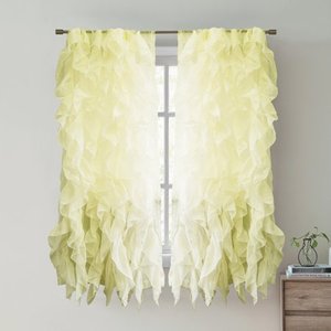 lot 97520 image: Sweet Home Collection Waterfall Ruffled 63 Inch Single Curtain Panel - 63x50