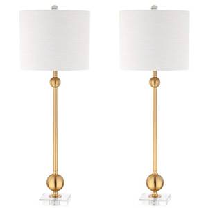 lot 97524 image: Hollis 34 Metal LED Table Lamp, Brass with Crystal Base (Set of 2) by JONATHAN Y