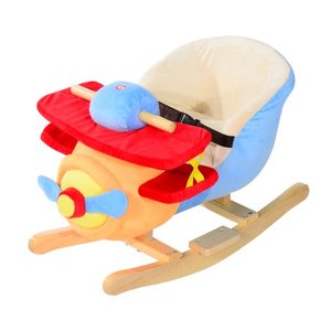 lot 97526 image: Qaba Kids Plush Ride On Rocking Horse Airplane Chair with Nursery Rhyme Sounds