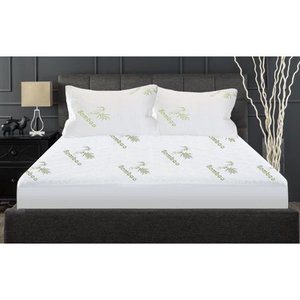 lot 97532 image: Maison Blanche - Bamboo Waterproof Mattress Protector - GreenOff-White