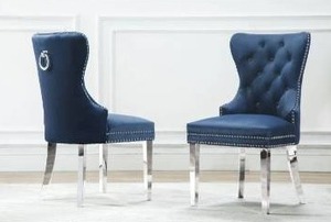 lot 97570 image: Best Quality Furniture Button Tufted Velvet Dining Chair - Upholstered - Blue