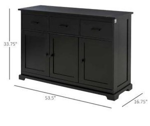 lot 97592 image: HOMCOM Buffet Storage Cabinet for Kitchen Dining Room Entryway with 2 Cabinets and 3 Drawers Adjustable Shelves