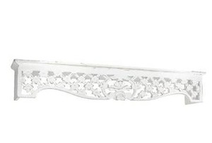 lot 97596 image: American Art Decor Hand-Carved Vintage Floating Wall Shelf - Whitewash