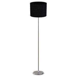 lot 97605 image: Porch & Den Custer Brushed Nickel Iron and Black Fabric Drum Shade Floor Lamp
