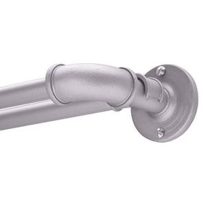 lot 97630 image: Sun Zero Bronn Industrial Polished Pewter 34 Room Darkening Wrap Around Double Curtain Rod