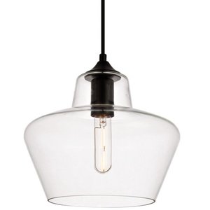 lot 97631 image: Placido Collection Pendant D9.8 H9.3 Lt1 Black and Clear Finish