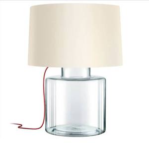 lot 97635 image: Sonneman Lighting Grasso Clear Table Lamp, Red Silk Cord