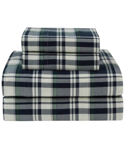 lot 97644 image: Elite Home Products Medium Blue Winter Nights Cotton Flannel Bed Sheet Set