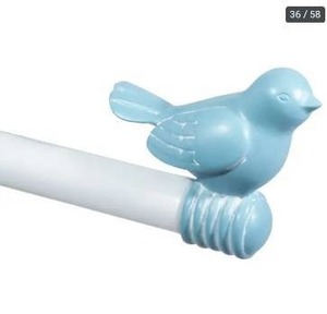lot 97649 image: Cute Bird Curtain Rod Decorative Adjustable Designer Rod, 34 Diameter - 48-84 - Vintage Teal