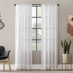 lot 97670 image: Clean Window Textured Slub Stripe Anti-Dust Curtain Panel