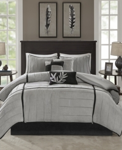 lot 97673 image: Madison Park Meyers Grey 7-piece Solid Casual Pattern Comforter Set