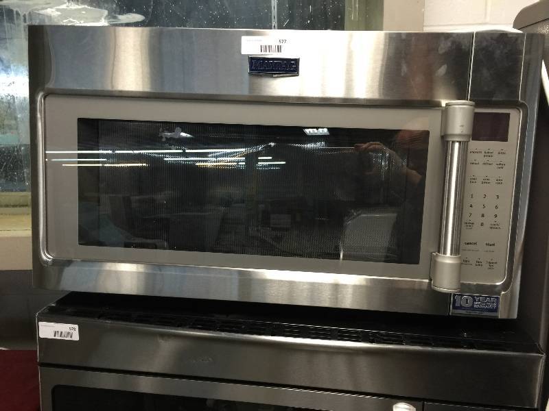 lot 577 image: MAYTAG 2.0 cu. ft. Over the Range Microwave in Stainless Steel with Sensor Cooking
